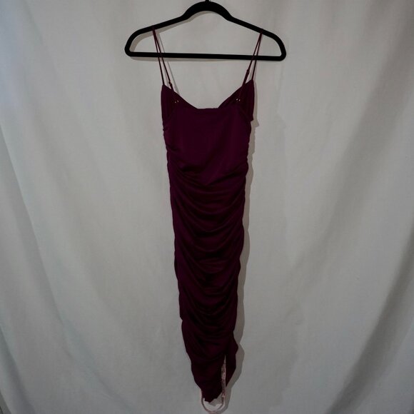NEW Oh Polly Forever and Always Asymmetric Ruched Midi Dress - Purple - Picture 4 of 10